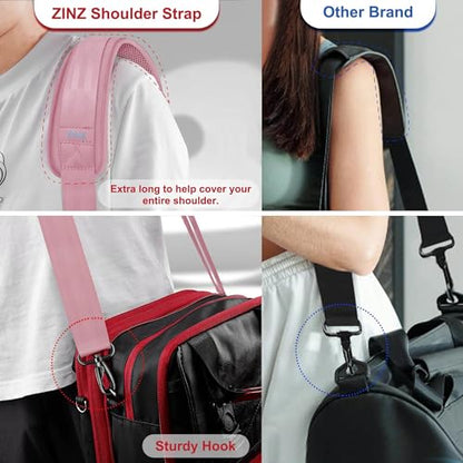 ZINZ 74" Shoulder Strap with Fixed Pad and Dual Balanced Buckles，Pink - color: Pink