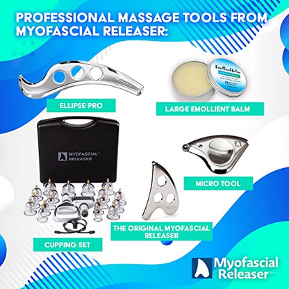 Professional Muscle Scraper Tool – Medical-Grade 304 SS IASTM & Gua Sha Scraping Tool – Ergonomic Fascia Mobilization Instrument for Soft Tissue Massage & Manual Bodywork – Emollient Balm Included - color: Ergo Tool