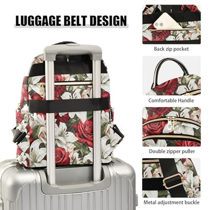 Red Rose Lily Flower Mini Backpack Purse for Women Shoulder Bag Fashion Daypack Ladies Handbag Lightweight Travel Bag Rucksack - color: Red Rose Lily Flower, size: Small