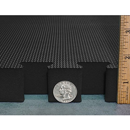 Meister X-Thick 1.5" Interlocking EVA Foam Mats - 2X Cushion for Wrestling, MMA Takedowns & Gymnastics - 2'x2' Tiles - color: Black, size: 10 Tiles (40 Sqft)