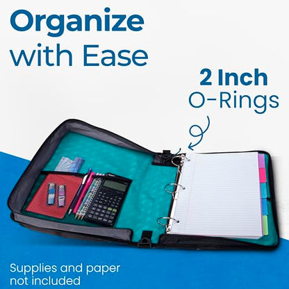 Case-it School Zipper Binder | 2" O-Rings | 350-Sheet | LT-007 Spearmint - color: Spearmint, size: 1 Pack