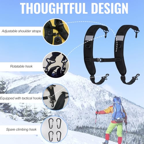 PAASTAl Backpack Straps,Relacement Adjustable Padded Shoulder Straps for Bag, with Metal/Plastic Clips. - color: Black Plastic