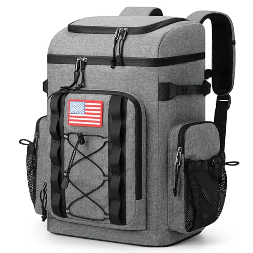 Maelstrom 35/50 Can Insulated Backpack Cooler, Leakproof Soft Lunch Ice Bag - color: Grey, size: 35 Can