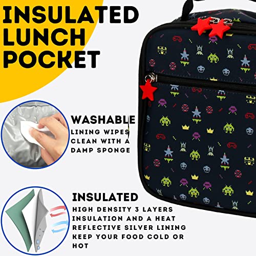 J World Duet Kids Backpack & Lunch Box Set For Boys & Girls Pre-K to Elementary School, Game - color: Game