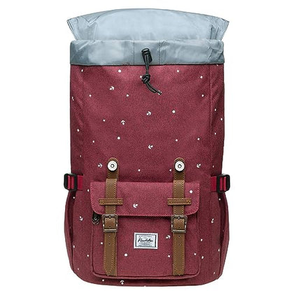 KAUKKO Laptop Outdoor Backpack Traveling Daypack Hiking Rucksack Large Capacity Bag Fits 15.6"(5-13-MAROON-NEW) - color: 5-13-maroon-new
