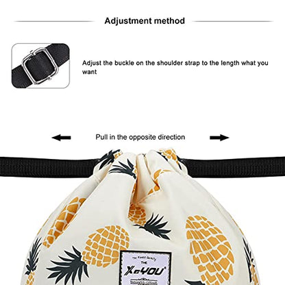 XEYOU Drawstring Sports Backpack Lightweight Gym Yoga Sackpack Shoulder Rucksack Casual Outdoor Daypack for Women and Men | Lightweight - color: Pineapple Pattern