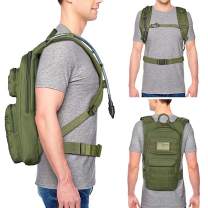 NOOLA Hydration Backpack with 3L TPU Water Bladder, Tactical Molle Water Backpack for Men Women, Hydration Pack for Hiking, Biking, Running and Climbing - color: Army Green