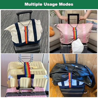 Luggage Connector Straps 2Pcs,2026 New Multi Use Strong Adjustable Bag Luggage Straps,Add a Bag Easy to Travel Suitcase Elastic Strap Belt Luggage Accessories(Black Iridescent) - color: Black Iridescent
