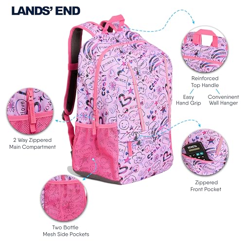 Lands' End Unisex Kids Medium ClassMate Lightweight Durable Elementary School Backpack, Fuchsia Pink - color: Fuchsia Pink