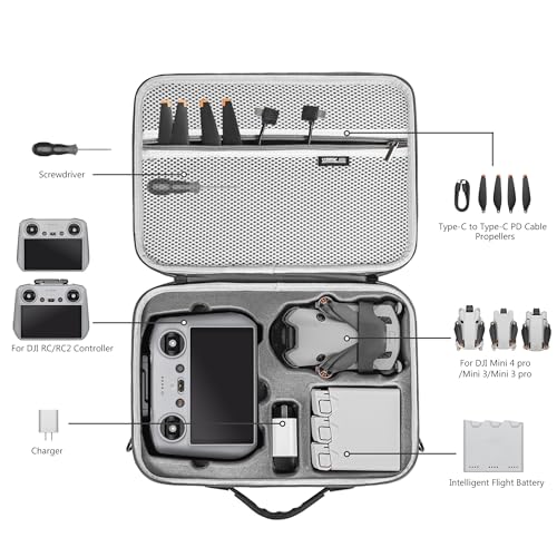 STARTRC Carrying Case for DJI Mini 4 Pro Accessories,Portable Travel Bag for DJI Mini 4 Pro Fly More Combo(DJI RC 2 Controller)-Drone Shoulder Bag GDFDE-1129670-FBM