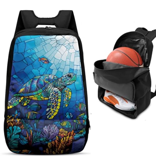 Basketball Backpack With Separate Ball Compartment And Shoes Fit Basketball Volleyball Football - color: Turtle