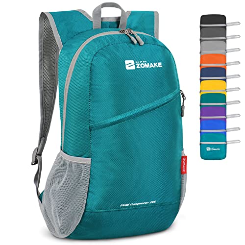 ZOMAKE Lightweight Packable Backpack 20L,Foldable Backpacks Small Daypack for Hiking Water Resistant Day Bag for Travel(Lake Green) - color: Lake Green