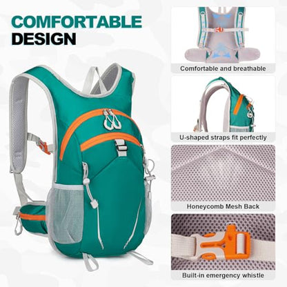 10L Small Hiking Backpack, Mini Travel Daypack for Men Women, Lightweight & Water Resistant - color: Teal Green
