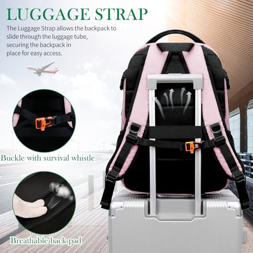 FENGDONG Large Laptop Backpack 17.3 inch Waterproof Travel College Backpack Bookbag,Crossbody Sling Bags for Men & Women Business Backpack Light Pink - color: Light Pink