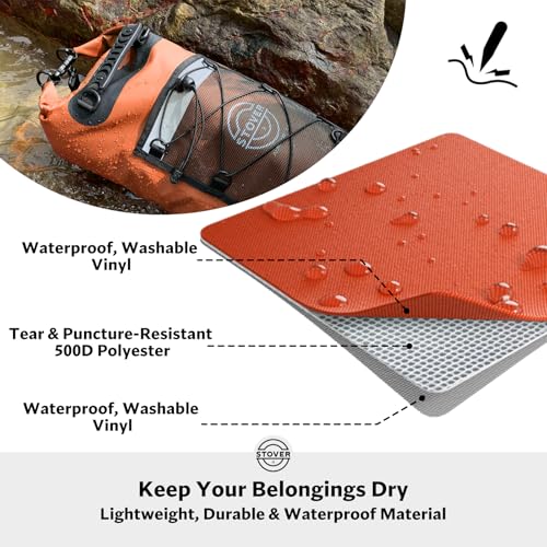 STOVER 5/10/25/30/40/55L Waterproof Dry Bag- Roll-Top Backpack w/Phone Case- Kayaking, Hiking, Camping, Boating- Men/Women - color: 25l Orange (With Phone Case), size: 25L