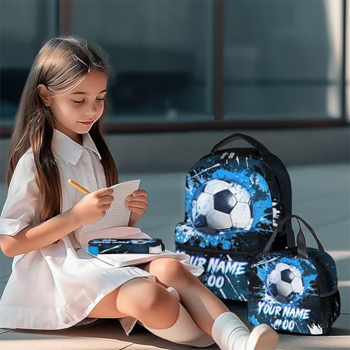 COZYAURA Kids Backpack - Personalized Soccer Backpacks Set for Boys Girls - School Bookbag with Lunch Box - Sport Themed Book Bag for Elementary Middle School - color: Style-1