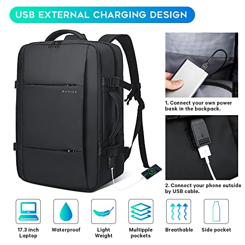 BANGE Travel Backpacks,Flight Approved Carry On Backpacks, 17-inch Laptop Backpack for International Travel Bag,Weekender Luggage Backpack for Men - color: Black
