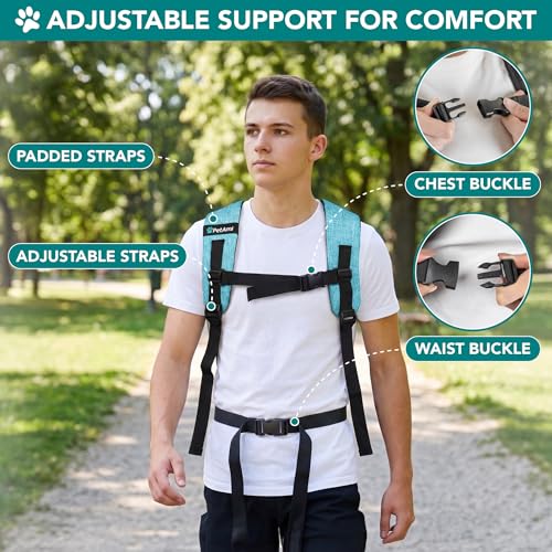 PetAmi Expandable Dog Backpack Carrier for Cats & Pets, Breathable Cat Carrier Backpack with Top Window & Multi-Entry, Ventilated Foldable Travel Carrier for Small Medium Pets up to 18 lbs, Teal Blue - color: Turquoise