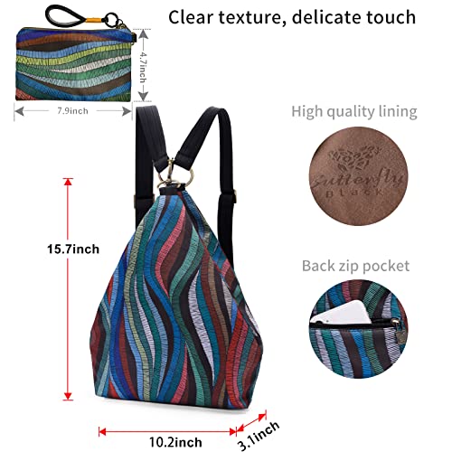Black Butterfly Premium Backpack for Women, Bohemia Style Fashion Casual Daypack Backpack, Small Backpack Purse (68-multicolor Plus) - color: 68-multicolor Plus