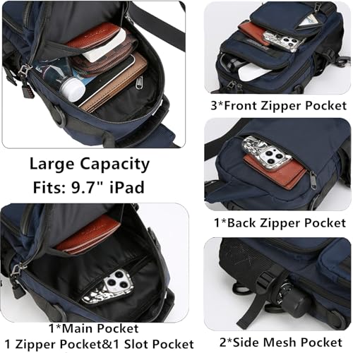 O-TBOST Crossbody Sling Backpack Sling Bag for Men Travel Hiking Chest Bag Daypack (Blue) - color: Blue
