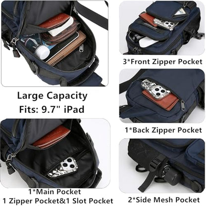 O-TBOST Crossbody Sling Backpack Sling Bag for Men Travel Hiking Chest Bag Daypack (Black) - color: Black