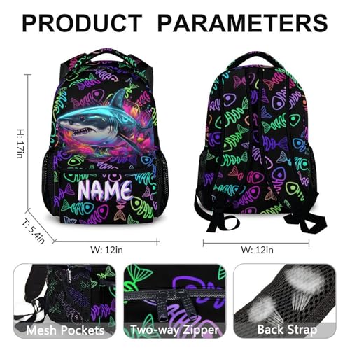 Kids School Backpack, Custom Shark Backpacks, Boys Gift, 17 Inch Personalized Colorful Boys Bookbags for Elementary Kindergarten School Travel Picnic - color: Color-4