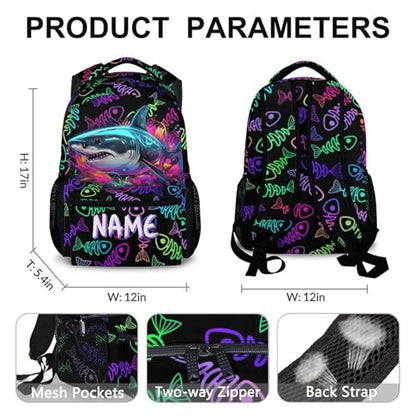 Kids School Backpack, Custom Shark Backpacks, Boys Gift, 17 Inch Personalized Colorful Boys Bookbags for Elementary Kindergarten School Travel Picnic - color: Color-4