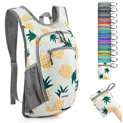 G4Free 10L/15L Hiking Backpack Lightweight Packable Hiking Daypack Small Travel Outdoor Foldable Shoulder Bag - color: Yellow Pineapple, size: 10L