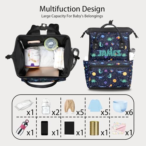 Dinosaur-Diaper-Backpack for Baby Boys Waterproof Nappy Backpack for Mom Dad Dark Blue Baby Boys Diaper-Bag to Print Name - color: Dark Blue