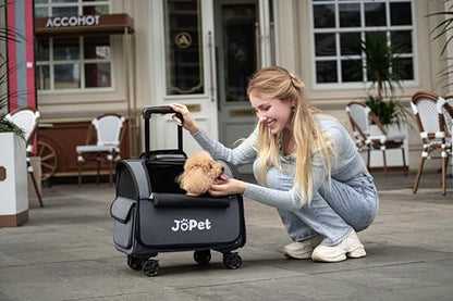 Pet Bag Carrier with Wheels, Pet Backpack with Wheels, Small Dog Carrier, cat Carrier, Detachable Wheels, Travel Bag, Pet Trolley, Soft Sided Carrier with Wheels, Foldable Carrier (Latte White) - color: Latte White