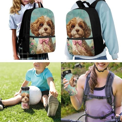 ZOUTAIRONG Bookbag for School Insulated Thermos for Hot & Cold Drinks, Cute Dog Lightweight Casual Backpack with Side Pockets for Small Water Up - color: Cute Dog