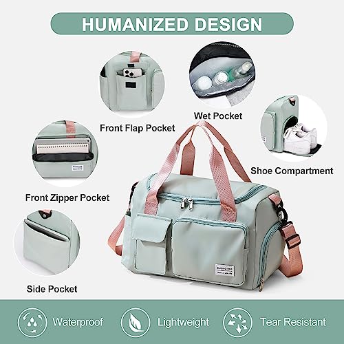 Small Gym Bag for Women, Travel Duffle Bag Carry On Weekender Bag with Shoe Compartment - color: 03#Grey, style: Gym Bag&toiletry Bag
