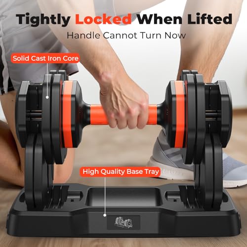 FLYBIRD Adjustable Dumbbell Set of 2, 110LB/50LB Weights Dumbbell Set for Home Gym Exercise & Fitness, Fast Change Weights with Anti-Slip Handle, Multiweight Options for Full Body Workout - color: 55LBS Pair(Total 110LBS)