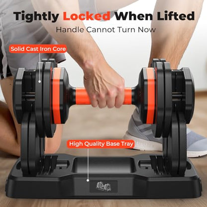 FLYBIRD Adjustable Dumbbell Set of 2, 110LB/50LB Weights Dumbbell Set for Home Gym Exercise & Fitness, Fast Change Weights with Anti-Slip Handle, Multiweight Options for Full Body Workout - color: 55LBS Pair(Total 110LBS)