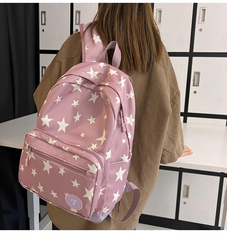 Large Travel Backpack for Women Durable Nylon Hiking Backpack Laptop Bookbag Daypack (Pink) - color: Pink