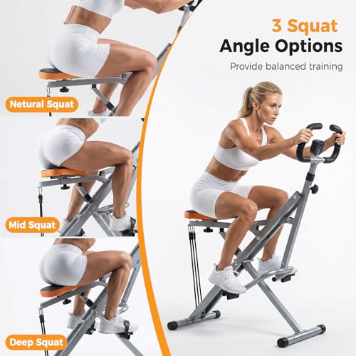 NEWBULIG Squat Machine, 330 LBS Capacity Glute Workout Equipment for Home, Full Body Exercise Rower with Adjustable Resistance, Foldable Glute Exercise Machine
