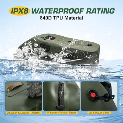 Goture Waterproof Fly Fishing Sling Pack, IPX8 840D TPU Fishing Sling Bag, 13L Tackle Backpack with Rod Holder,Airtight Zipper,Exhaust Valve,Adjustable Strap for Kayaking,Wadering,Hiking - color: A2:13L Green