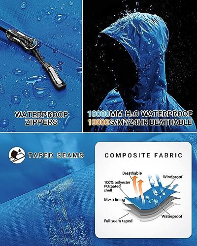 Outdoor Ventures Packable Rain Jacket Women Lightweight Waterproof Raincoat with Hood Cycling Bike Jacket - color: Dodger Blue, size: X-Small