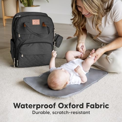 KeaBabies Diaper Bag Backpack - Large Baby Diaper Bag with Changing Pad, Baby Boy, Girl, Travel Backpack for Mom and Dad, Waterproof, Multi Function Durable (Charcoal) - color: Charcoal
