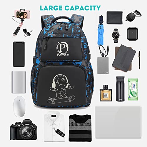 School Backpack for Boys, Elementary School Bag College Bookbag Lightweight Laptop Bag with Sling Bag Set, Kids Skateboard Backpack Casual Daypack, Blue - style: Skateboard-blue3