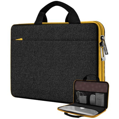 Hseok Laptop Case 13.3-14 inch Sleeve, TSA Computer Handbag Water-Resistant and Shockproof Bag Compatible with MacBook Pro/Neo 14", Mac Air/Pro 13.3" and 13"-14" Notebooks Chromebooks,Black-Yellow - color: Black-yellow