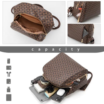 Womens Backpack Purse Leather Anti-theft Large Fashion Designer Travel Backpack Bag Men's Backpack Shoulder Bags - color: B-brown