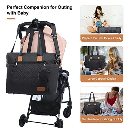 LOVEVOOK Diaper Bag Tote, Baby Diaper Bag Waterproof Travel Diaper Tote with Changing Pad - color: Dark Gray