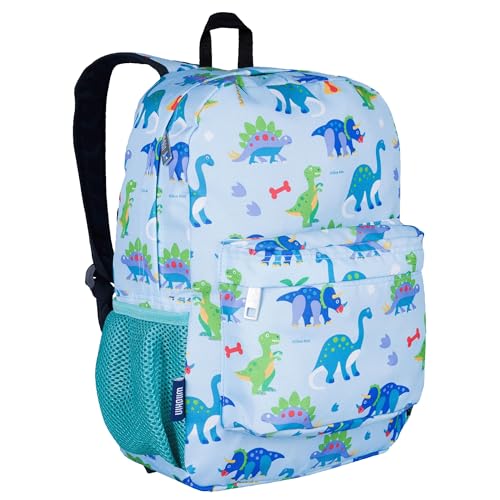 Wildkin Kids 16 Inch Elementary School Backpack for Boys – Durable Padded Bag with Adjustable Straps for School, Travel & Everyday Use, Multiple Pockets, Ages 6–13 – Dinosaur Land - color: Dinosaur Land