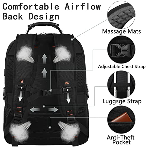 18.4 Inch Laptop Backpack,Extra Large Travel Backpack with RFID Anti Theft, TSA Friendly Backpack,Water Resistant,Computer Bag for Women Men Notebook&Basketball - color: Blackgrey, size: 18.4inch