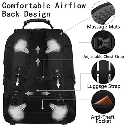 18.4 Inch Laptop Backpack,Extra Large Travel Backpack with RFID Anti Theft, TSA Friendly Backpack,Water Resistant,Computer Bag for Women Men Notebook&Basketball - color: Blackgrey, size: 18.4inch