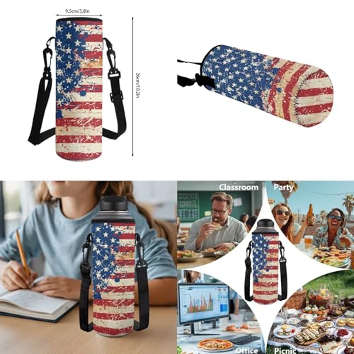 Talayituse American Flag Print 6 Pcs Kids School Backpack Set with Lunch Bag, Pencil Case & Water Bottle Holder, Bookmark & Keychain– for Boys Back-to-School Travel Bapack 4th of July - color: American Flag