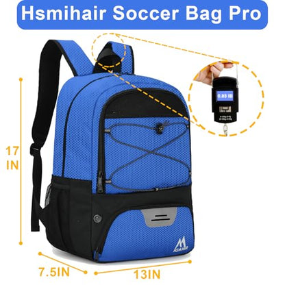 Hsmihair Soccer Bag-Soccer Backpack&Backpack for & Football Volleyball & Basketball,with Ball Compartment and Separate Cleat - color: Deep Blue
