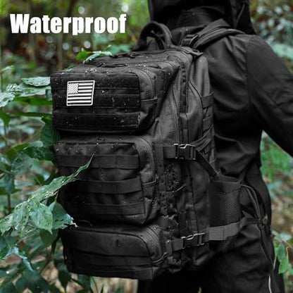 Military Tactical Backpack 25L Day Backpack for Men Molle Army 3 Days Assault Pack Bug Out Bag Water Resistant and Heavy Duty Hiking Treeking Rucksack - Black - color: Black, size: 25L
