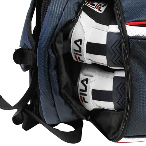 Fila Ultimate Tennis Backpack with Shoe Pocket, Navy/White/Red